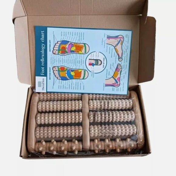 TheraFlow Dual Enhanced Foot Massager Roller THFFRL with Foot Reflexology Chart - Picture 4 of 8